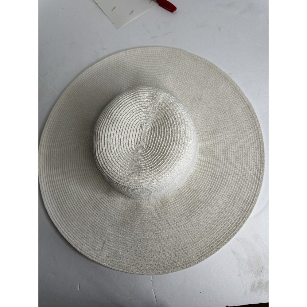 Scala Collezione Hat Womens One Size Beige Straw Wide Brim Sun Beach Travel